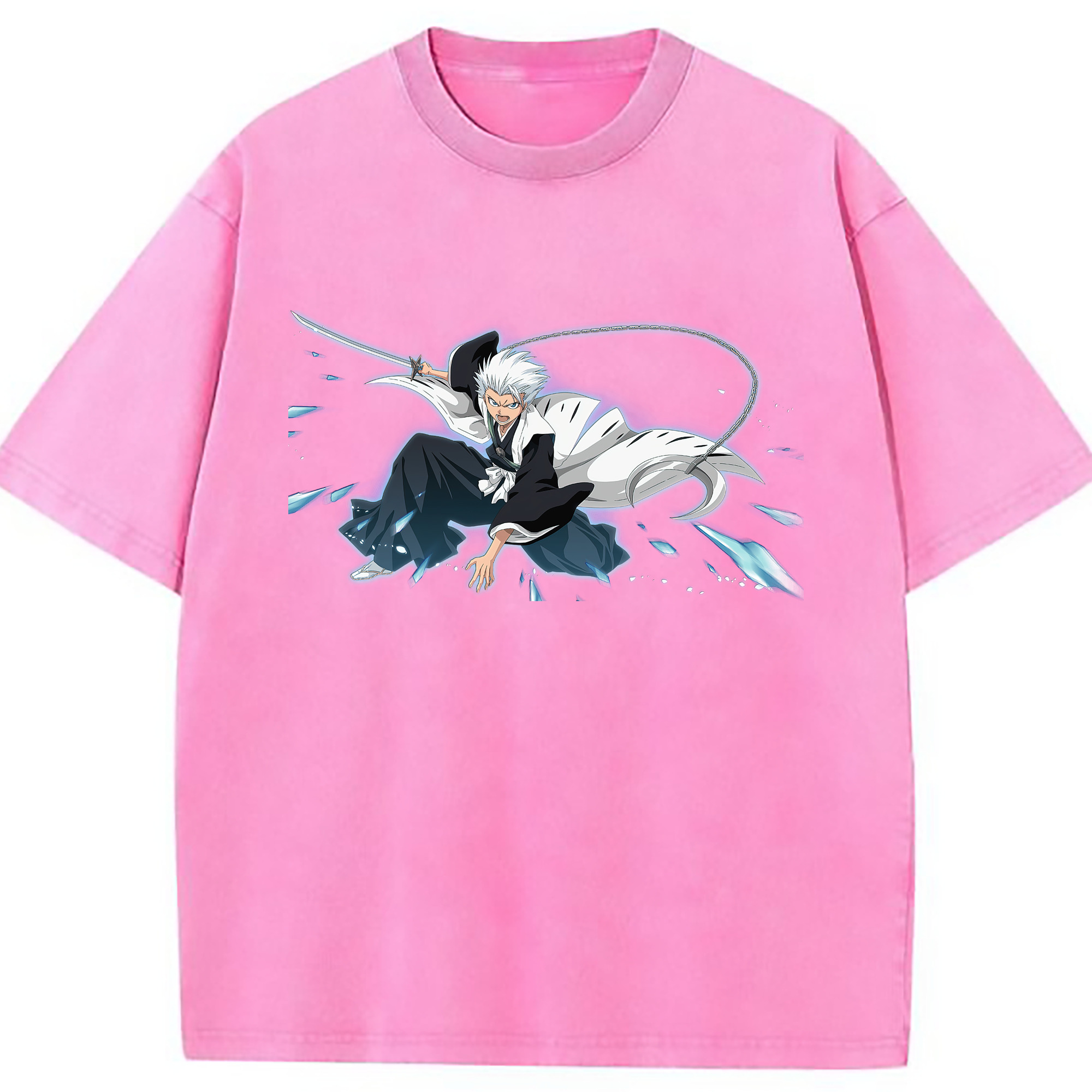 （画像用） ブリーチ 日番谷冬獅郎（ひつがや とうしろう） BLEACH Hitsugaya Toushirou 綿100% ヴィンテージ風 半袖Tシャツ（フロントプリント）